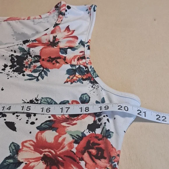 B15 Minette Red And White Foral Print Pullover Midi Dress Size 3X Stretch - Picture 6 of 9